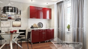 Кухня Блестки Гранат 1.5 м